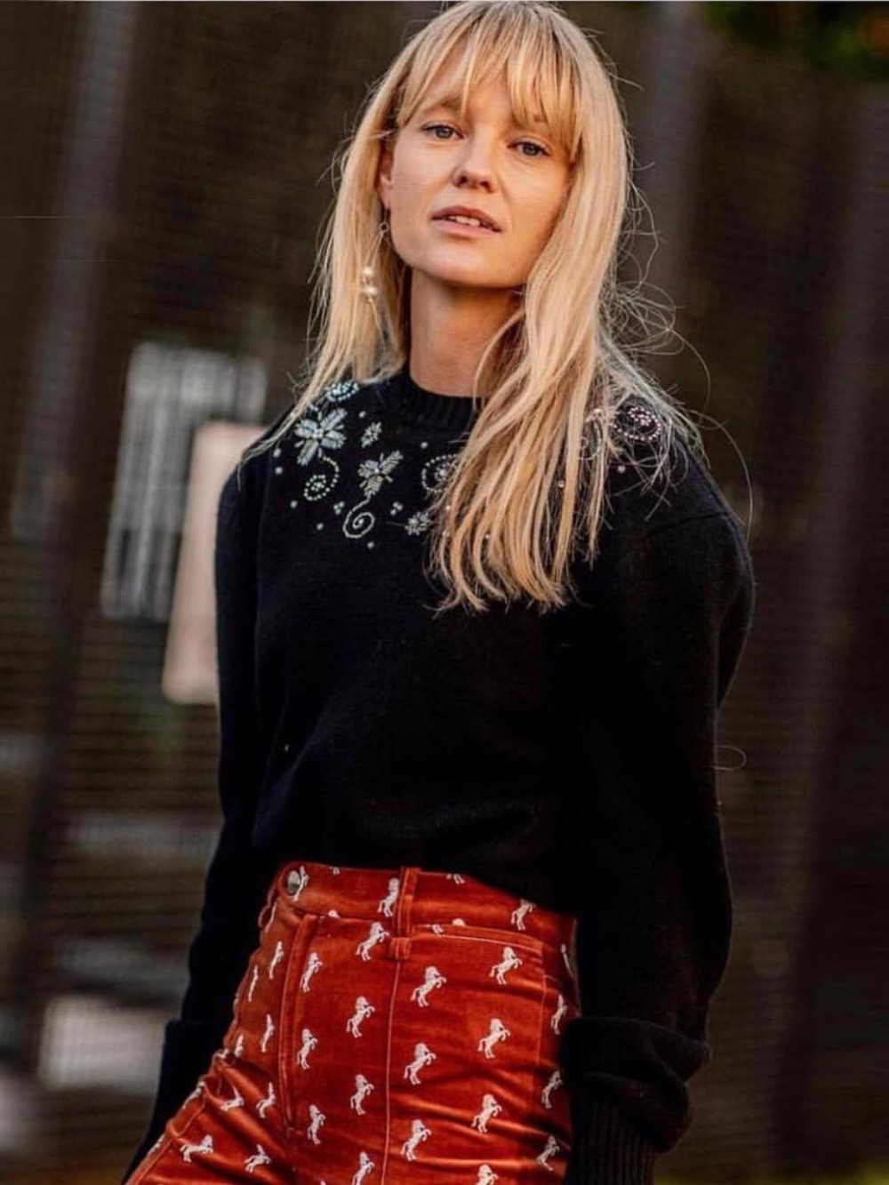 Magda Butrym Hand Made Embellished Wool Silk Sweater Black Size 36 Never Worn